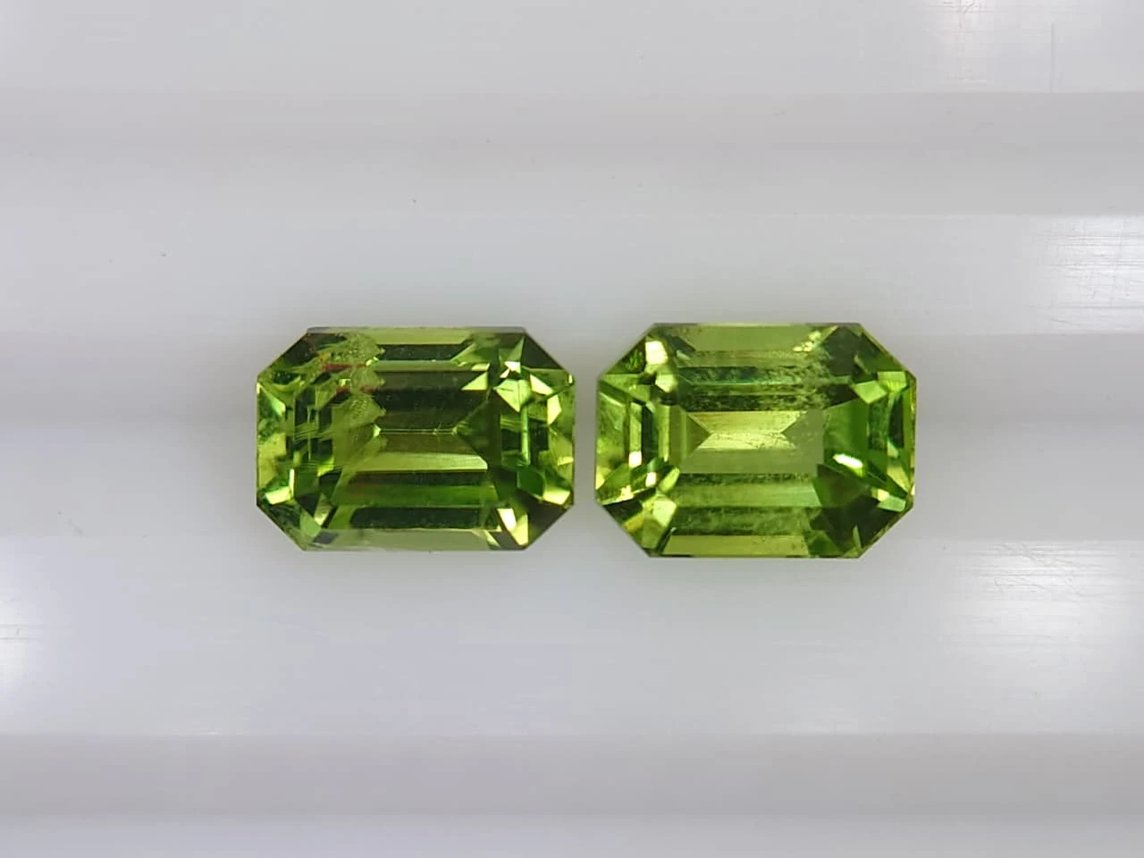3.2ct Natural Emerald Faceted Peridot Pair from Pakistan — view 2